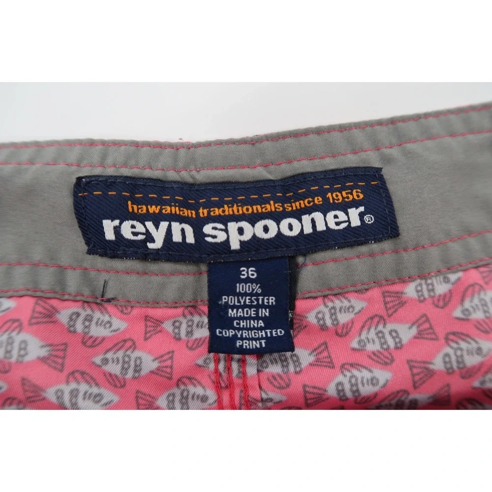 Reyn Spooner Mens‎ 36 Red Fish Print Board Shorts Swim Trunks Unlined